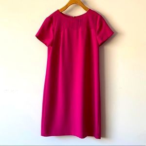 Hot Pink Ann Taylor Shift Dress with sheer Scallop Neck. Size 4